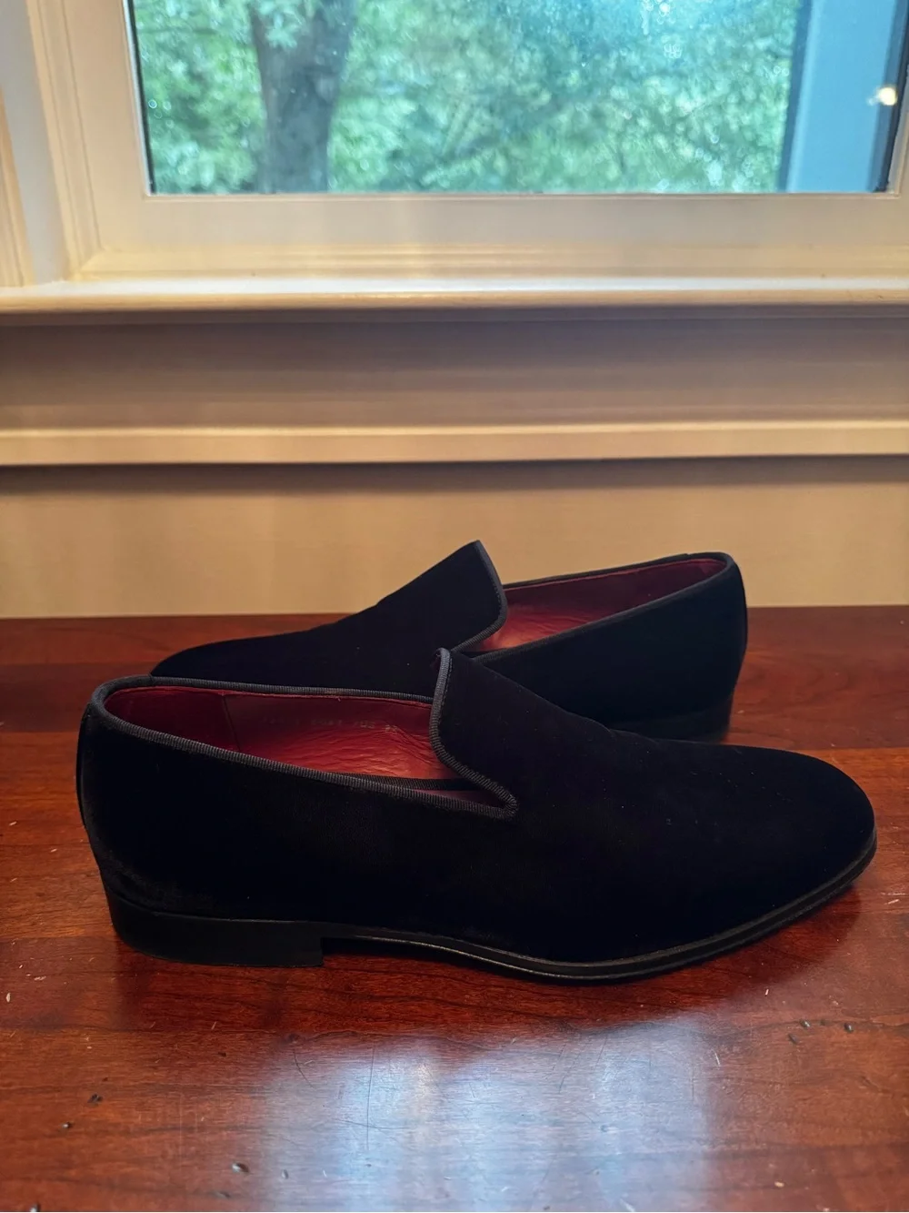 Magnanni Black Velvet Slip-On Loafers